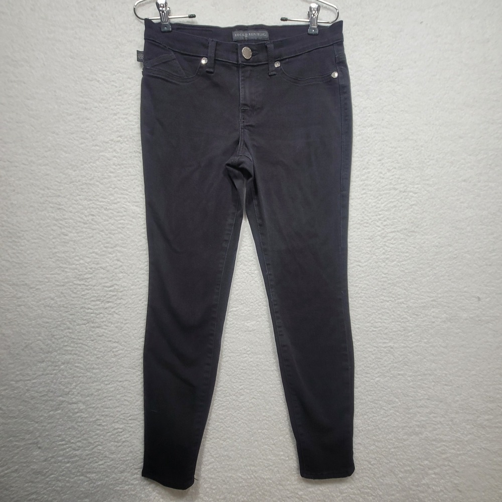 Rock & Republic Black Skinny Jeans Women's Size 8 Stretch Denim